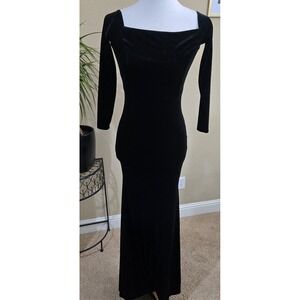 Windsor Womens Dress Velvet Witchy Whimsigoth Mermaid Maxi‎  Black Party Vamp